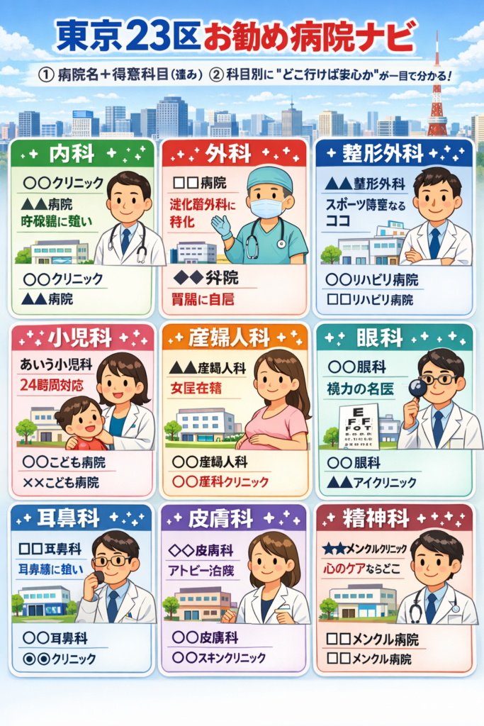 東京23区おすすめ病院 科目 病名