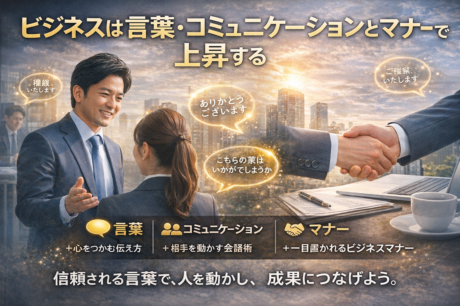 ビジネスは、言葉・コミュニケーションとマナーで上昇する。